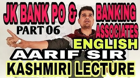 JK BANK PO AND BANKING ASSOCIATES ENGLISH LECTURE IN KASHMIRI / J&K BANK CLASS