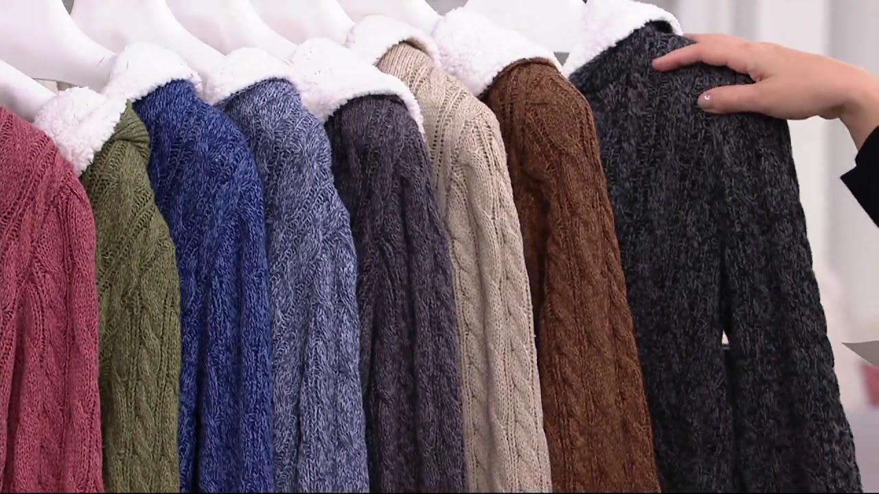 Sweater Cardigan w/ Sherpa Trim on QVC 