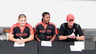 SDSU SOFTBALL: STACEY NUVEMAN DENIZ, MAC BARBARA & TAYLOR ADAMS POSTGAME vs. LSU
