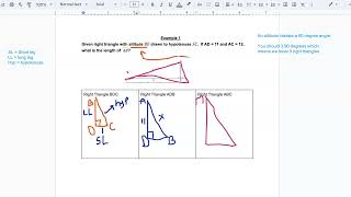 Overlapping Similar Right triangles Example 1