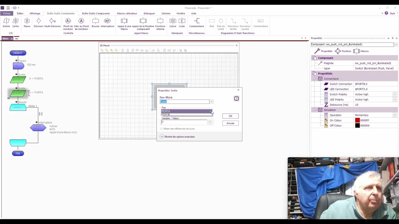 Flowcode v10 bouton interruption