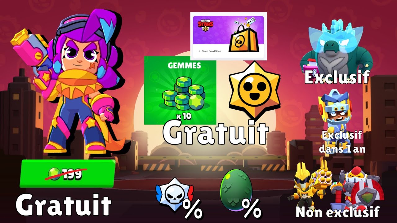 Brawl stars Infos: skin gratuit, gemmes gratuites, skins godzilla