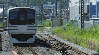 JR逗子駅3番線から、横須賀線普通君津行きE217系1354SY-48横クラ+E217系Y-124横クラがJR鎌倉駅へと発車！中央本線試運転E353系S206長モトがJR逗子駅付近に停車中！