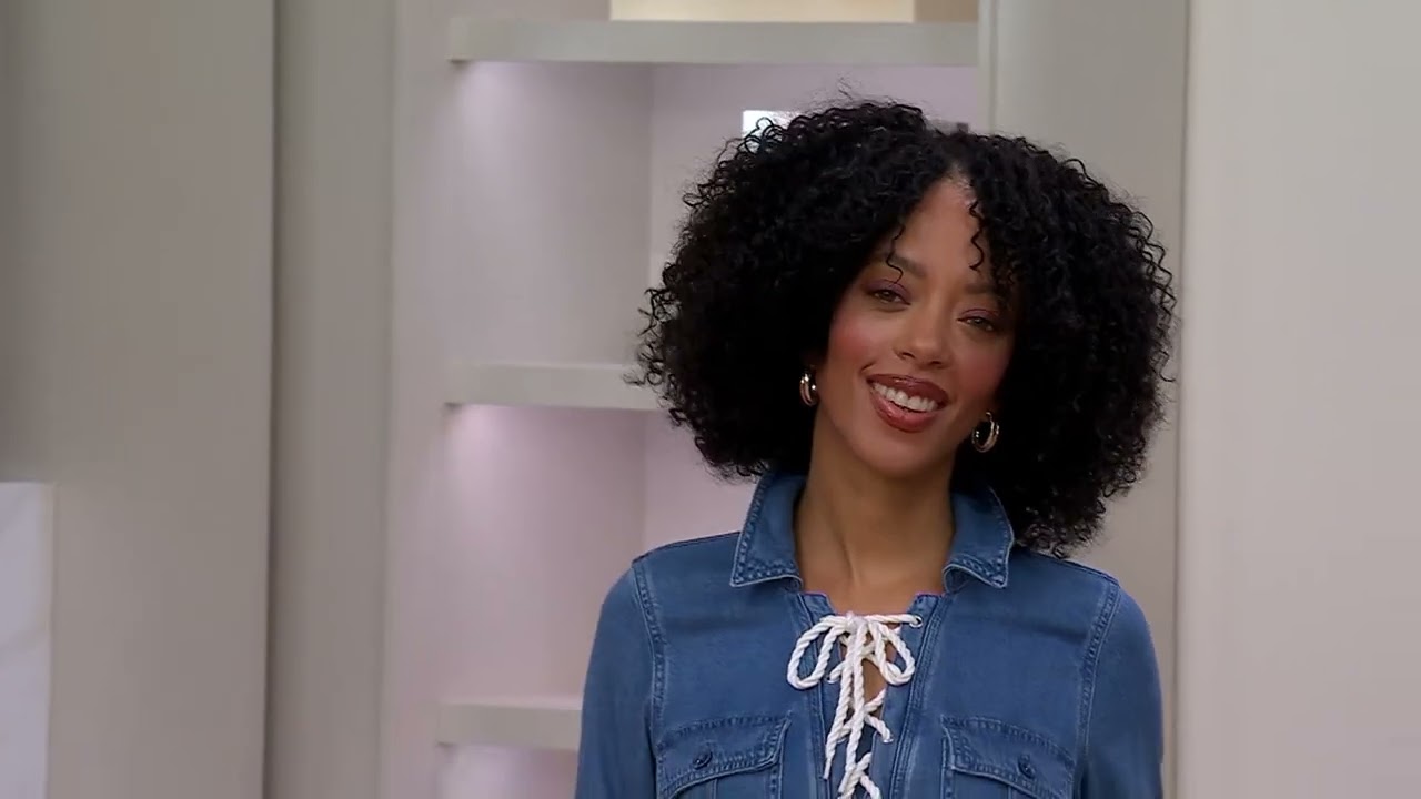 Martha Stewart Signature Denim Lace Up Safari Dress on QVC