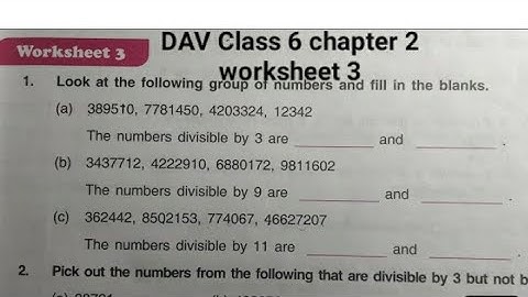 Dav Public School Class 6 Math Chapter 2 Worksheet 2 || Factors And Multiples || @madhubanclasses