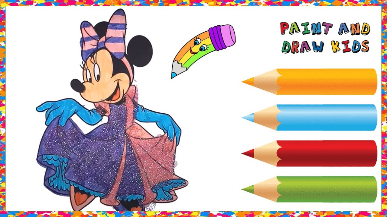 How to paint and color Minnie Mouse - Writing the colors / Paint and ...