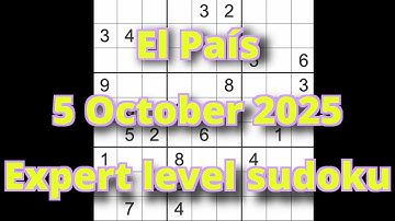 Sudoku solution – El País 5 October 2025 Expert level