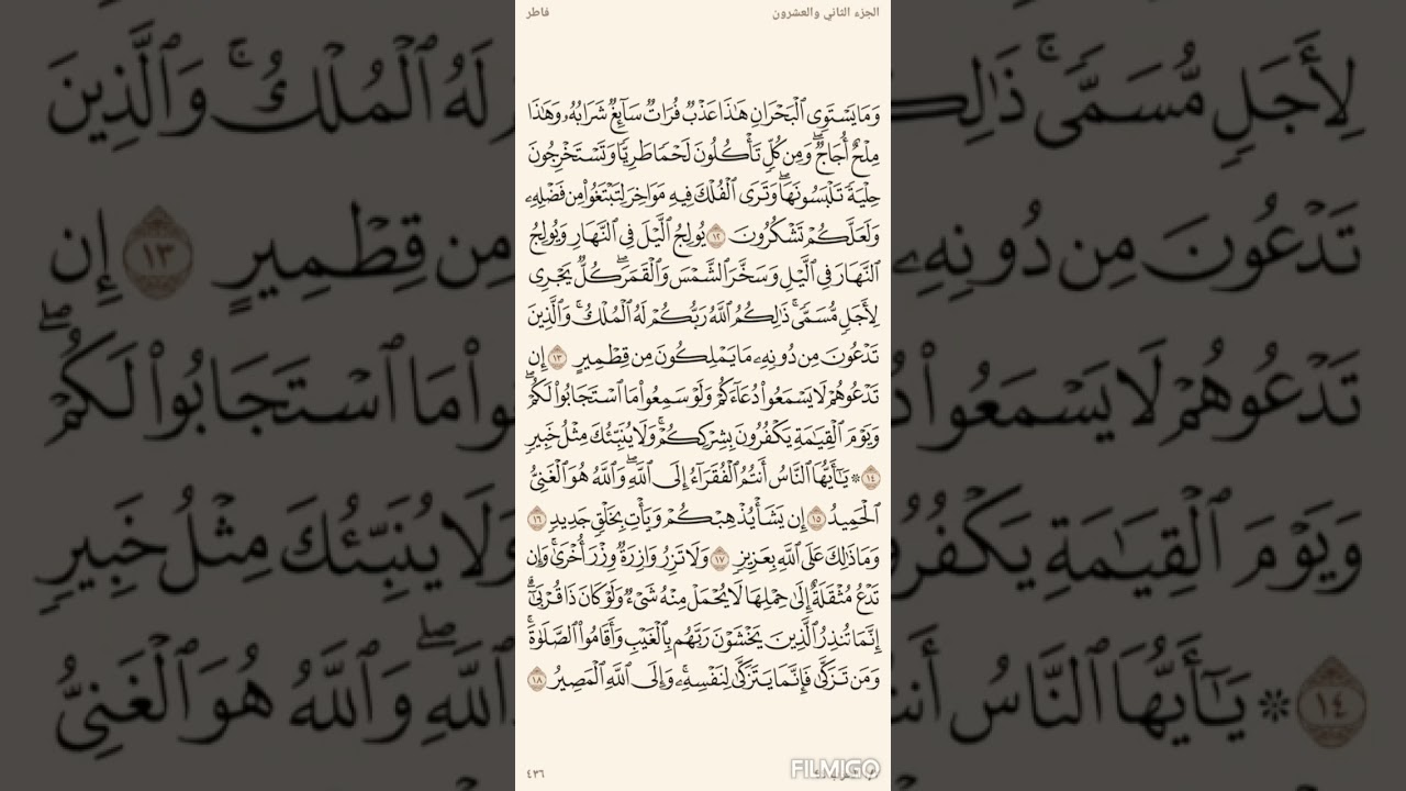 تفسير السعدي صفحة   436 سورة فاطر (12)  للاية (18)