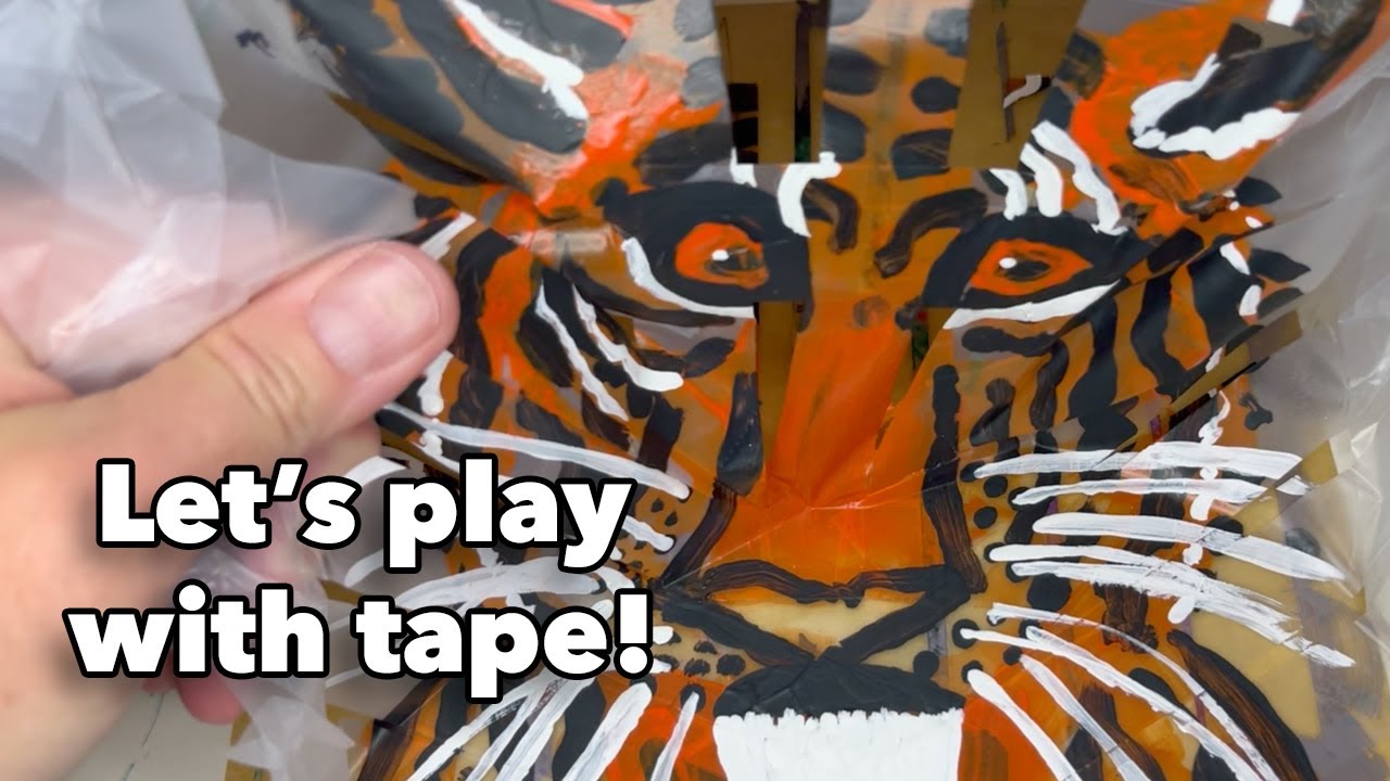Let's play with tape | Creative sketchbook spreads of a Glasgow guitarist, fox, and tiger