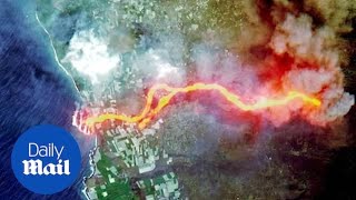 Seen From Space La Palma Volcano Lava Flowing Into Atlantic Ocean