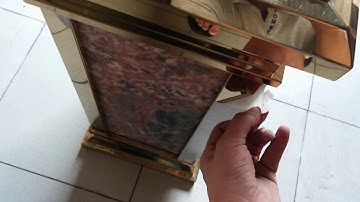 Thùng rác inox mạ vàng đá đỏ A16