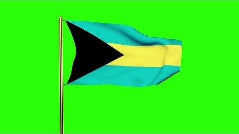 Bahamas Flag Waving In The Wind. Green Screen, Alpha Matte. Loopable Animation Stock Animation