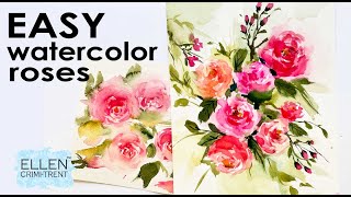 EASY loose Watercolor roses for beginners