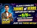 11th Class English Important MCQs 2026 | Forms of Verbs Grammar Guide