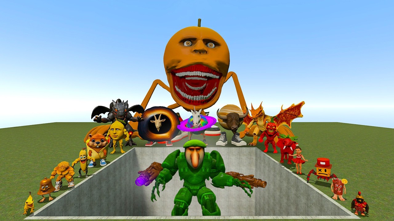 AI Brainrot Memes vs Mecha Titan Br Br Patapim Bosses in Giant Pit – Gmod Chaos