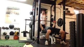 Supramaximal Eccentric Fat Grip Bench Press w/ Weight Releasers