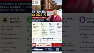 ITR 2025-26 Filing started - last date 31 July 2026 #itrfiling #incometaxreturn
