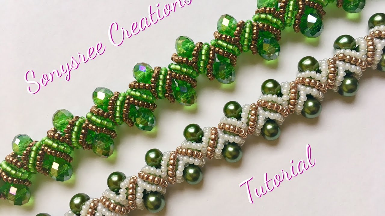 DIY pearl bracelet(zigzag embellishments)(Very clear Tutorial)