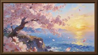 Cherry Blossom Sunset | Peaceful OceanLandscape Art | Relaxing Screensaver | No Music screenshot 5