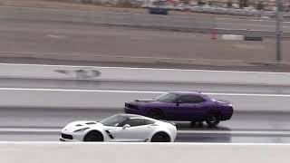 Drag Racing.  Corvette vs Hellcat.