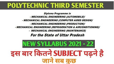 MECHANICAL ENGINEERING THIRD SEMESTER NEW SYLLABUS POLYTECHNIC 2022 @inspirelearning3.0