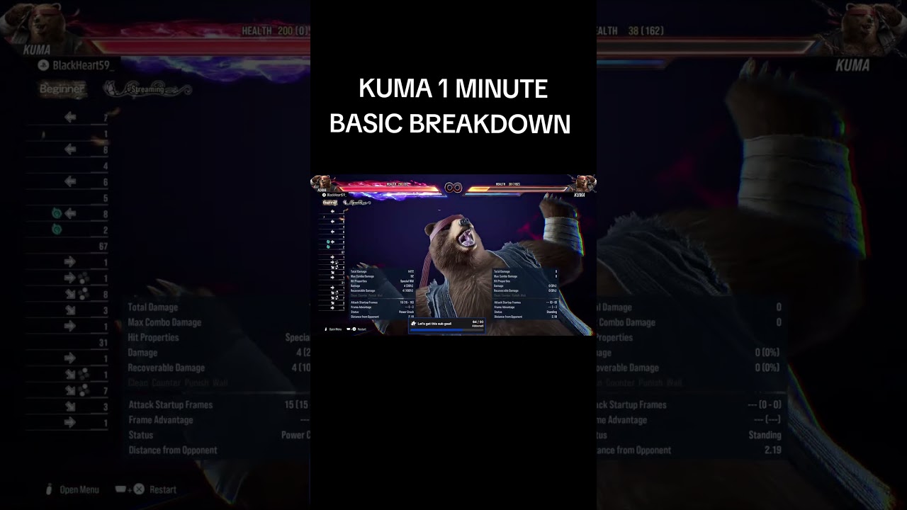 KUMA 1 MINUTE GUIDE BREAKDOWN 🐻 #tekken #tekken8 #kuma #tutorial