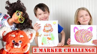 video thumbnail for: 3 Marker Turning Red Challenge! Mirabel and Mei Red Panda Visit in Real Life!