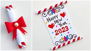DIY Happy new year greeting card 2023 / Handmade new year card making / New year special card ideas screenshot 2