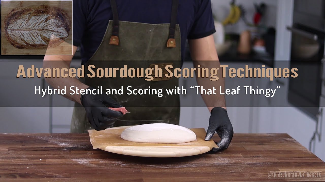 How score sourdough using a stencil 