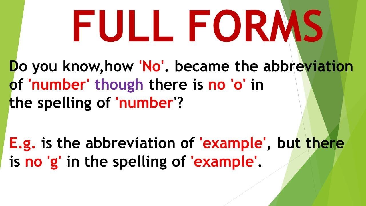 full forms of abbreviations & Origin |Full-forms of No., etc.,i.e,. e.g.