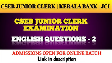 CSEB JUNIOR CLERK || ENGLISH QUESTIONS|| PART 2