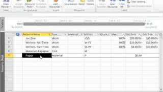 Project 2010 Tutorial Creating Material Resources Microsoft Training Lesson 4.3
