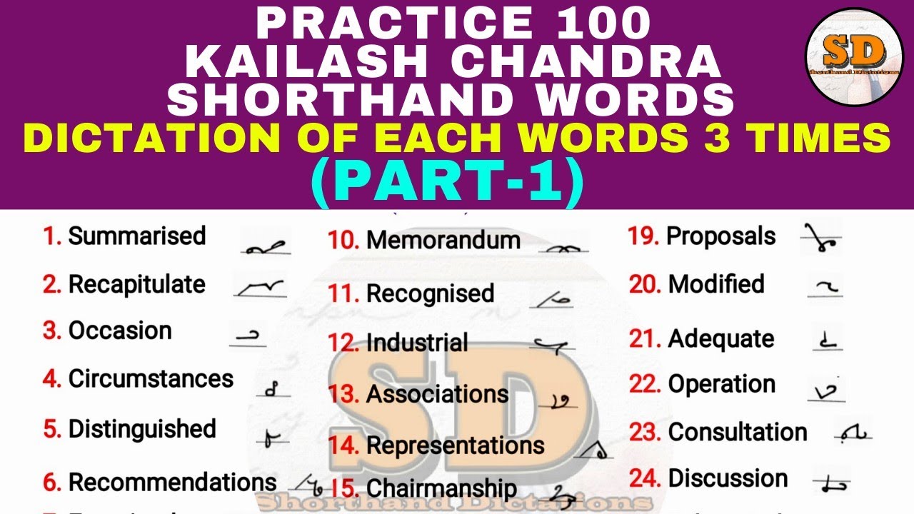 ЧАСТЬ 1 (переводы 1 и 2) | 100 слов Кайлаша Чандры | Стенографические диктанты | Составленные слова