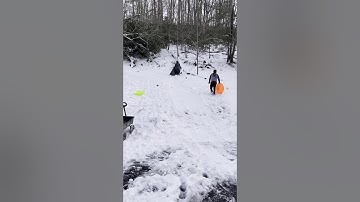 Wife in a trash bag sledding down mountain 😂😂😂😂😂😬😬😬😬😬