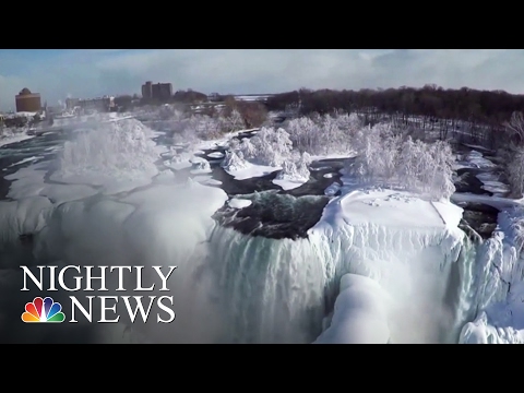 Drone Footage Of Frozen Niagara Falls | NBC Nightly News