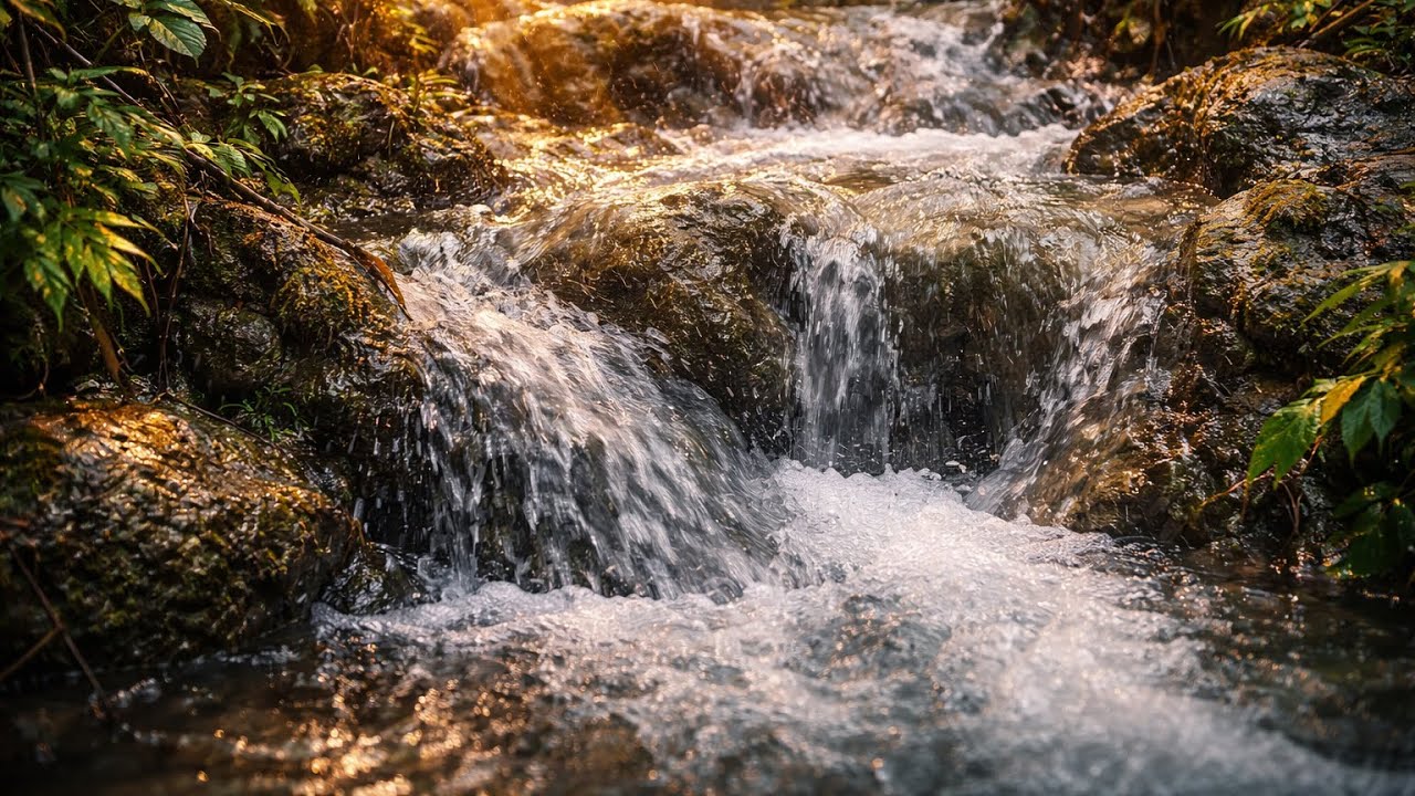 Sleep Relaxation Art Ambience + Deep Night Calm | 1 Hour River Sounds | No Music