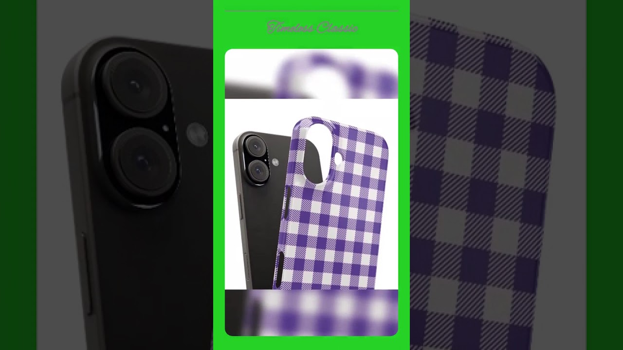 Slim Purple Gingham Gift for Her Cute Phone Cases for Iphone 16 Pro Max | iPhone 15 Case | iPhone...