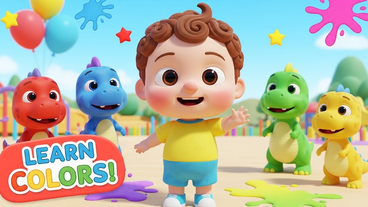 Learn Colors with Dinosaurs 🦖🌈 | Fun Dino Color Song for Kids | Kibbykoo Kids TV 