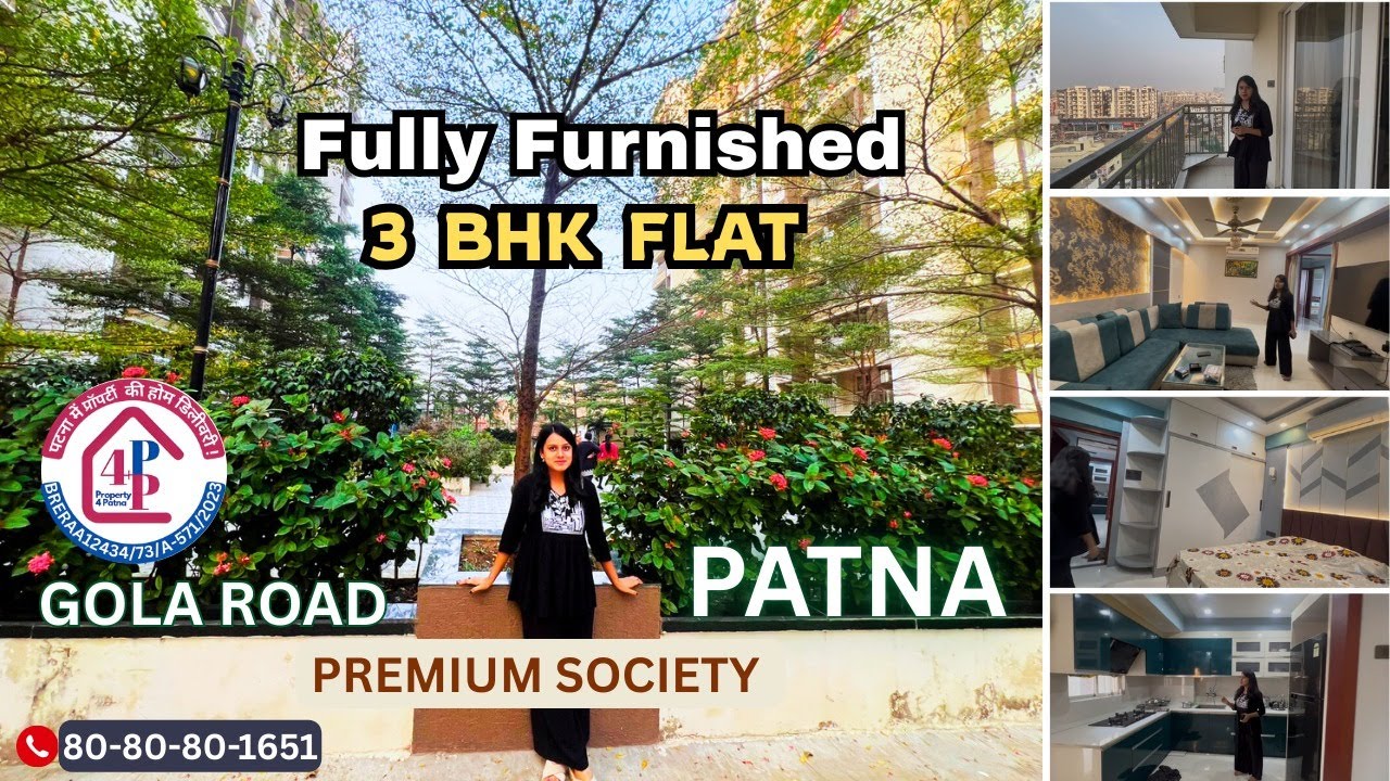 Fully  Furnished 3 BHK Flats in Gola Road Patna | Society in Patna 📞8080801651