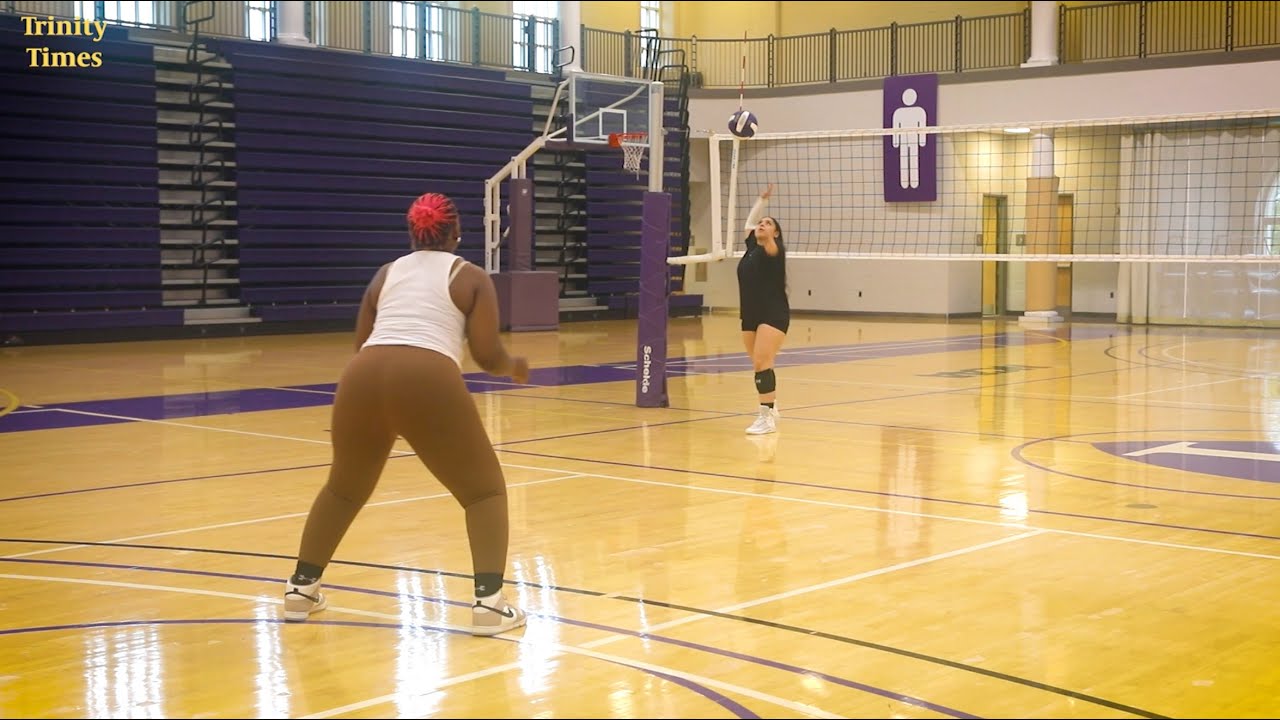Volleyball teammates lob in summer YouTube