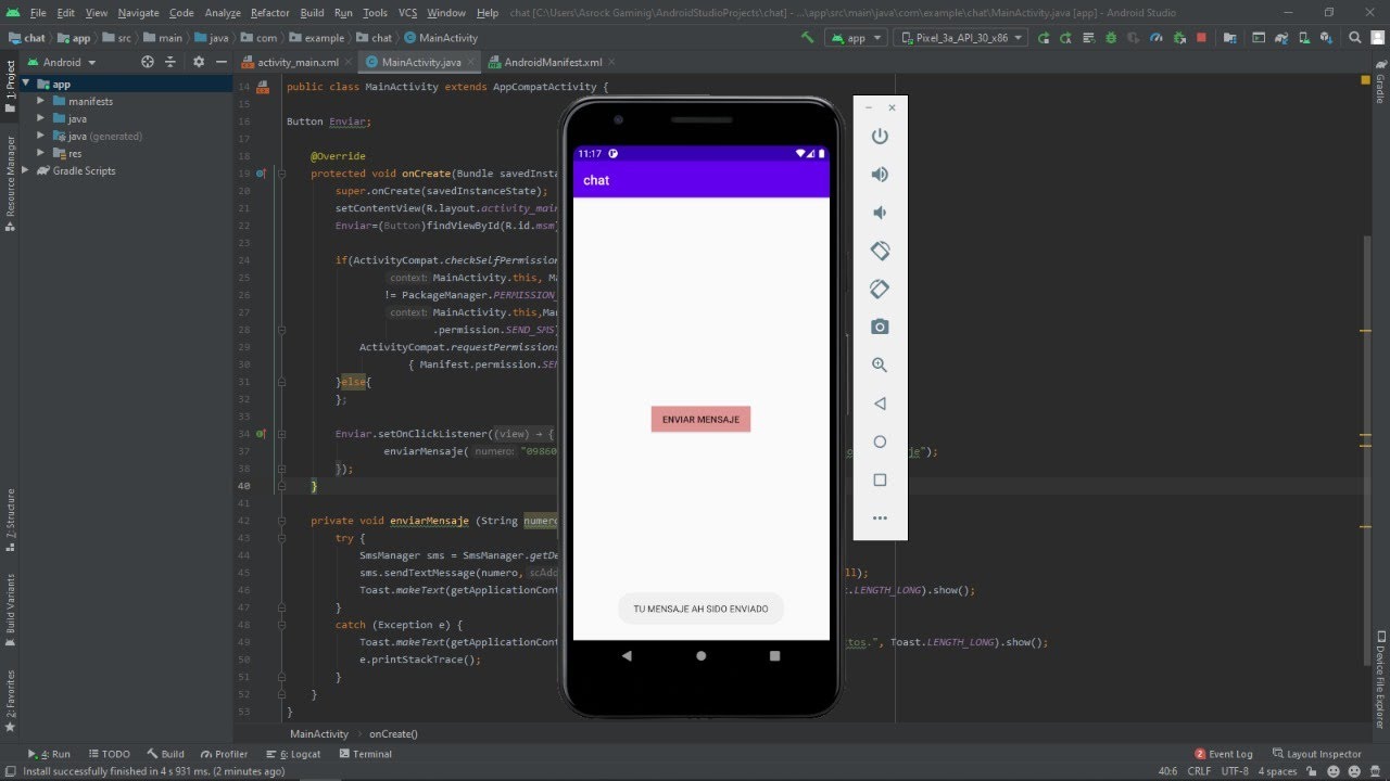 Android Studio - Como enviar un mensaje de texto - YouTube