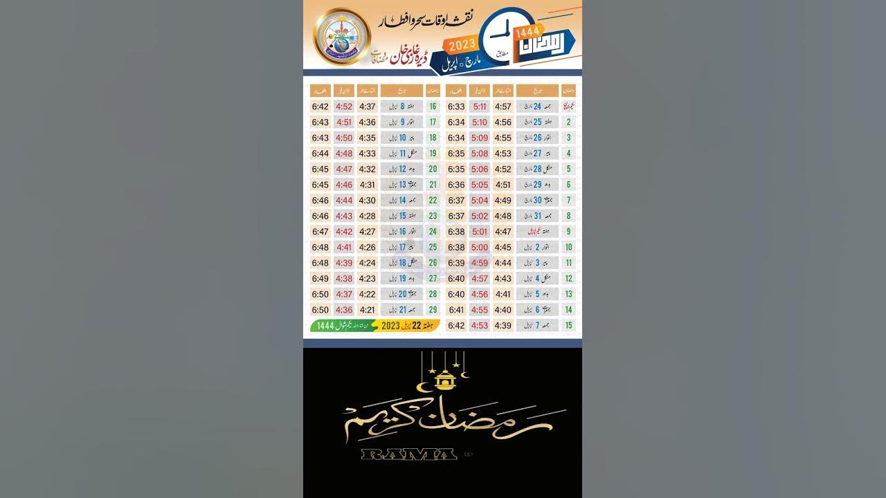 ramadan calendar 2025 dera ghazi khan pakistan