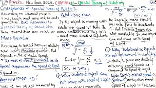 Mass Variation | Consequences of Special Theory of Relativity | Chapter 11 | 11th Physics New Book