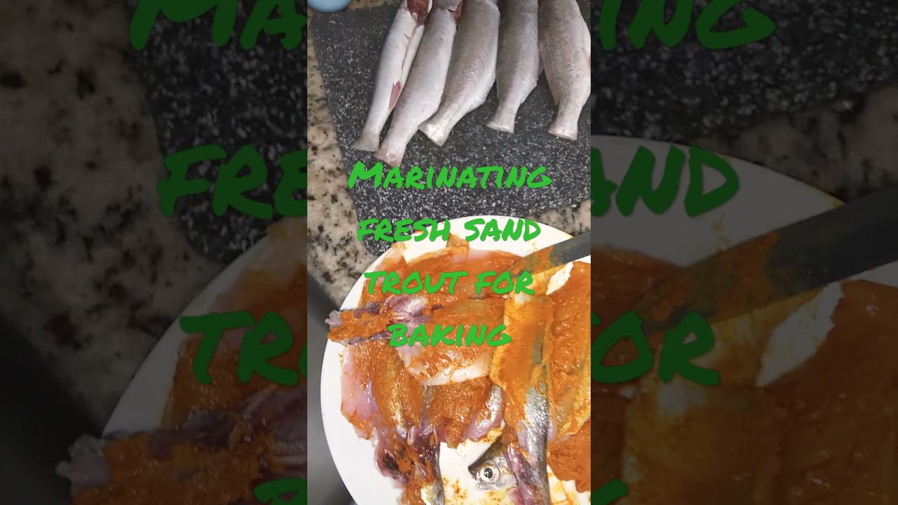 Marinating Sand Trout with red chilli turmeric cumin ginger garlic (all in powder form).