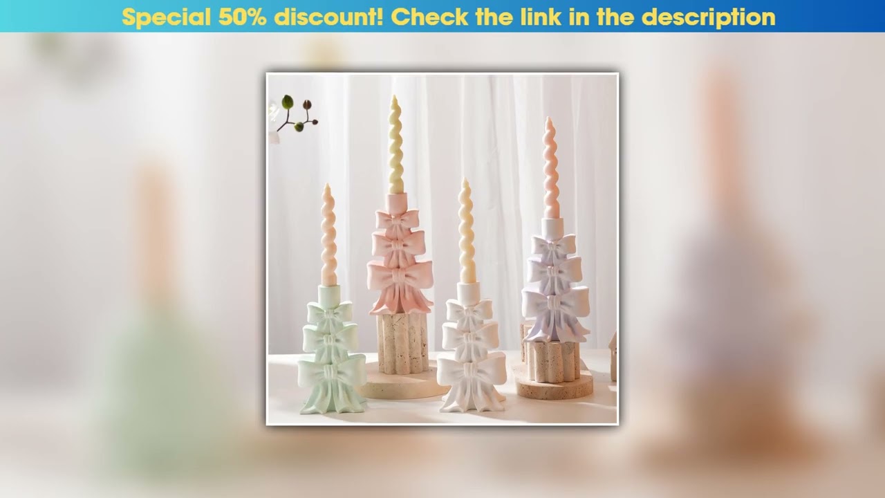 Deal Christmas Bowknot Tree Candle Holder Silicone Mold Bow Wax Melt Burner Plaster Concrete Silico