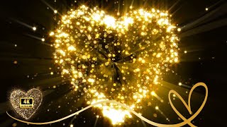 Golden Particles Shiny Loop Seamless 4k | Golden Heart Dust Background Looped Animation