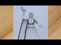 How to draw a traditional girl celebrating diwali 🪔🎇 drawing|happy diwali drawing easy|girl drawing 