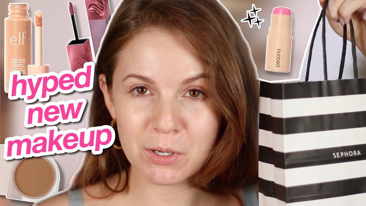 TESTING NEW HYPED UP MAKEUP: e.l.f. Halo Glow Liquid Filter, Rose Inc Cream Bronzer, & More!