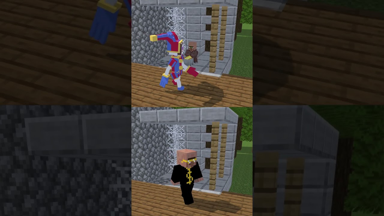 Good Pomni vs Bad villager \ Good deeds vs Bad deeds | Minecraft Animation #shorts #minecraft