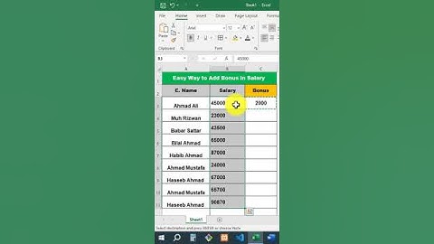 How to add Bonus in Salary using Shortcuts keys in MS Excel  #arslanwebtech #excel